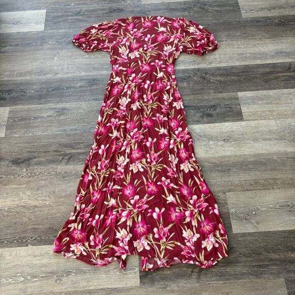 Faherty Floral Button Front Maxi Dress Pink Maroon Size Small Sorrento Dress - Picture 5 of 14